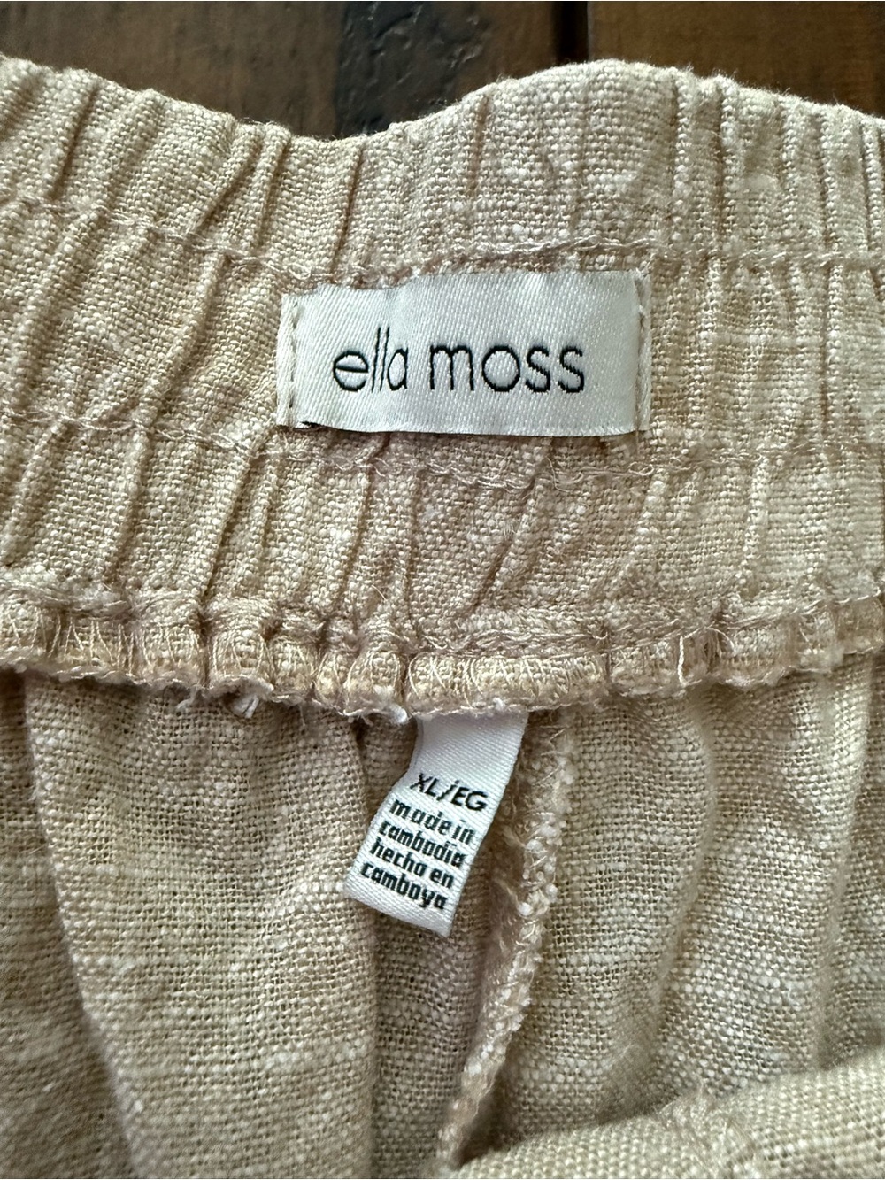 Sz XL Ella Moss Lightweight Wide Leg Linen Blend Pants in Light Beige - Picture 3 of 9